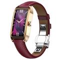 Dora T Elegante Smartwatch für Frauen mit dänischer Sprache - Rot / Roségold