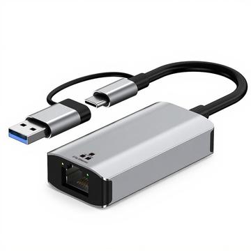 Dual Interface USB-C/USB 3.0 zu RJ45 Gigabit Ethernet Adapter - Kompakter Plug & Play LAN Konverter