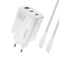 Dudao A29C 65W GaN Wandladegerät mit USB-C Kabel - Weiß