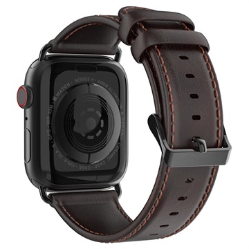 Dux Ducis Apple Watch Series 11/10/9/8/SE 3/SE (2022)/7/SE/6/5/4/3/2/1 Lederarmband - 42mm/41mm/40mm/38mm - Kaffee