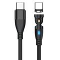 E9 Nylon-geflochtenes USB-C-Magnetkabel mit 540-Grad-Drehung - 1m/60W - Schwarz