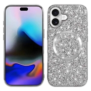 iPhone 17 Galvanisierte Glitzer Hülle - MagSafe-kompatibel - Silber