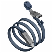 Energea Sheath Travel 2-in-1 Lade- & Datenkabel - 60W, 1.2m, USB-C/USB-A - Blau