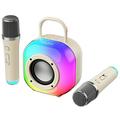 Erazer K20 Bluetooth-Karaoke-Lautsprecher mit 2 Mikrofonen - Beige