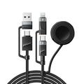 Essager 5-in-1-Schnellladekabel 1m - USB-C, Lightning, USB-A, Apple Watch - Schwarz