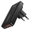 Essager 65W GaN Ultradünnes Schnellladegerät - 2x USB-C, USB-A - Schwarz