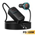 Essager F789 135W Autoladegerät für den Rücksitz - 2x USB-C-Kabel, 4x USB-C-, 2x USB-A-Eingänge - 1.5m - Schwarz