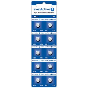 EverActive AG1 LR621/LR60 Alkaline-Knopfzellenbatterien - 10 Stk.