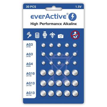 EverActive Alkaline-Knopfzellenbatterien Set - 30 St.