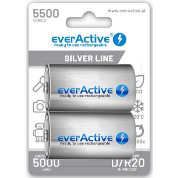 EverActive Silver Line EVHRL20-5500 Wiederaufladbare D-Batterien 5500mAh - 2 Stk.