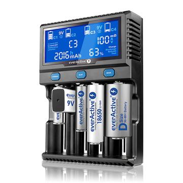 EverActive UC-4200 Professionelles Batterieladegerät - 6x AAA/AA/C/SC/D/9V/18650