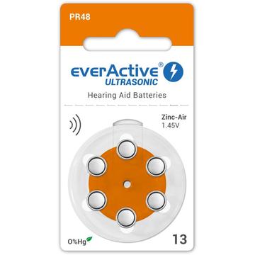 EverActive Ultrasonic 13/PR48 Hörgerätebatterien - 6 Stück.