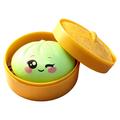 Dumpling-Squishy-Spielzeug mit Augenmotiv und Dampfkorb - Grün