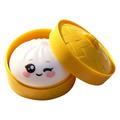 Dumpling-Squishy-Spielzeug mit Augenmotiv und Dampfkorb - Weiß