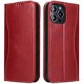Fierre Shann iPhone 14 Pro Wallet Lederhülle - Rot
