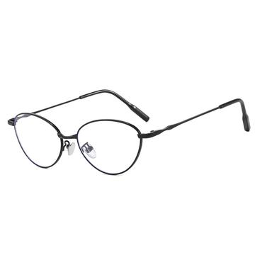 Modische ovale Anti-Blaulicht-Brille - Schwarz