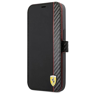 Ferrari On Track Carbon Stripe iPhone 13 Mini Wallet Hülle - Schwarz