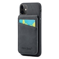 iPhone 11 Fierre Shann Beschichtet Hybrid Case mit Kartensteckplätze und Ständer - Schwarz