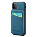 iPhone 11 Fierre Shann Beschichtet Hybrid Case mit Kartensteckplätze und Ständer - Blau