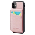 iPhone 11 Fierre Shann Beschichtet Hybrid Case mit Kartensteckplätze und Ständer - Rosa