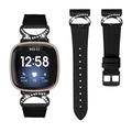 Fitbit Versa 3/Sense - elegantes Lederarmband mit Strasssteinen