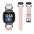 Fitbit Versa 3/Sense - elegantes Lederarmband mit Strasssteinen - Rosa