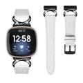 Fitbit Versa 3/Sense - elegantes Lederarmband mit Strasssteinen - Weiß