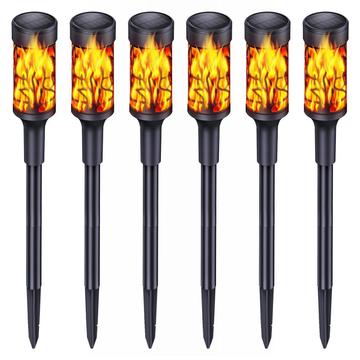 Flammeneffekt-Pfad-Solarleuchten mit Infrarotsensor - 6 Stück.