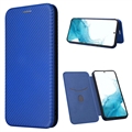 Samsung Galaxy A34 5G Flip Hülle - Karbonfaser - Blau