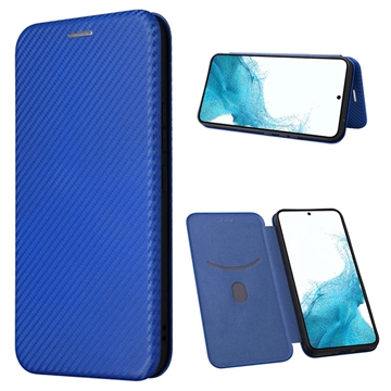 Samsung Galaxy A34 5G Flip Hülle - Karbonfaser - Blau