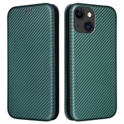 iPhone 15 Flip Hülle - Karbonfaser - Grün