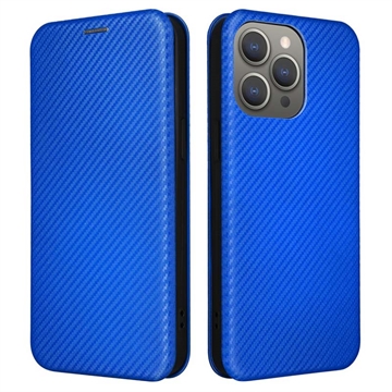 iPhone 15 Pro Max Flip Hülle - Karbonfaser - Blau