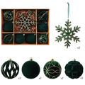 Set mit beflockten Weihnachtskugeln/Schneeflocken-Anhängern – 8cm/16cm – 10 Stück – Grün