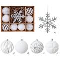 Weihnachtskugel- und Schneeflocken-Set mit Flockbeschichtung – 8 cm/16 cm – 10 Stück – Weiß