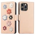 Flower Decor Serie iPhone 14 Pro Wallet Hülle