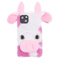 Fluffy Plush iPhone 13 Mini Hybrid Case - Rosa Kuh