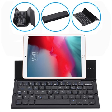 Faltbare Bluetooth Tastatur und Tischhalterung - Schwarz