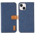 Jeans Serie iPhone 14 Plus Wallet Hülle - Dunkel Blau