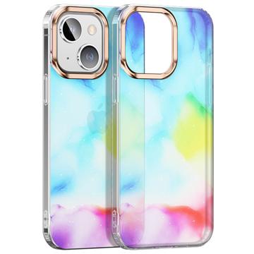 Watercolor Glitter iPhone 14 Plus Hybrid Hülle - Zyan