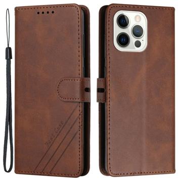 Business Style iPhone 14 Pro Wallet Hülle - Braun