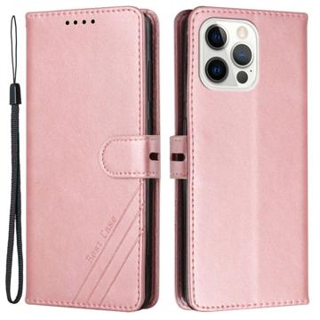 Business Style iPhone 14 Pro Wallet Hülle - Rosa