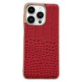 Krokodil Serie iPhone 14 Pro Leder Beschichtet Hülle - Rot