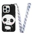 Cartoon Design iPhone 14 Pro Max TPU Hülle mit Reißverschlusstasche - Panda