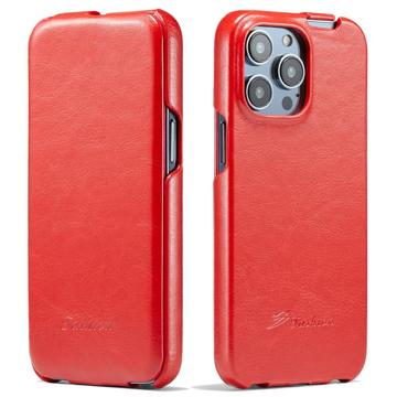 Fashion iPhone 14 Pro Max Vertikales Flip Hülle - Rot
