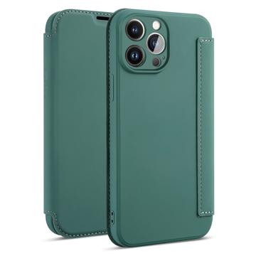 Schlanker Stil iPhone 14 Pro Flip Hülle - Dunkel Grün