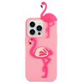 3D Cartoon iPhone 14 Pro TPU Hülle - Flamingo