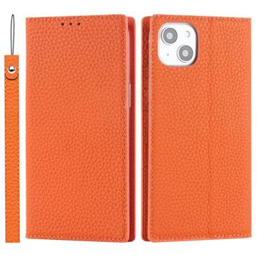 iPhone 14 Lederhülle mit Geldbörse und RFID - Orange