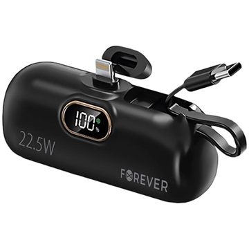 Forever MTB-100 Lightning Mini Power Bank 5000mAh - 22.5W - Schwarz