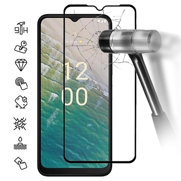 Nokia C32 Full Cover Panzerglas - Schwarz Rand