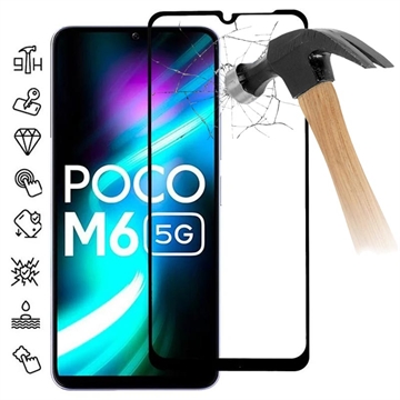 Xiaomi Poco M6 Full Cover Panzerglas - Schwarz Rand